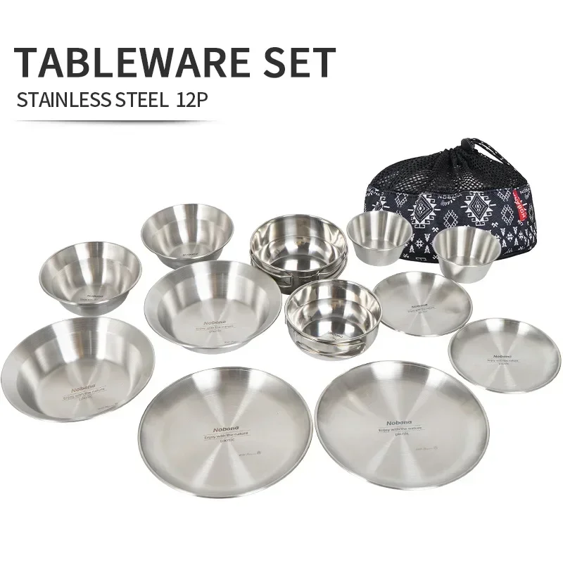 Camping Cooking Dining Set - CLS&NOBANA 12-teiliges Outdoor-Geschirr-Set, tragbar, für Camping,